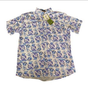 Camisa Full Print Branco com Desenho Azul tamanho GG