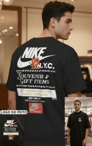 Camisa Streetwear Oversized Malha Suedine 50.1 com Elastano Preto Nike tamanho M