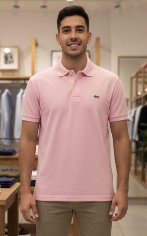 Camisa Polo Piquet Lacoste Rosa Claro tamanho GG