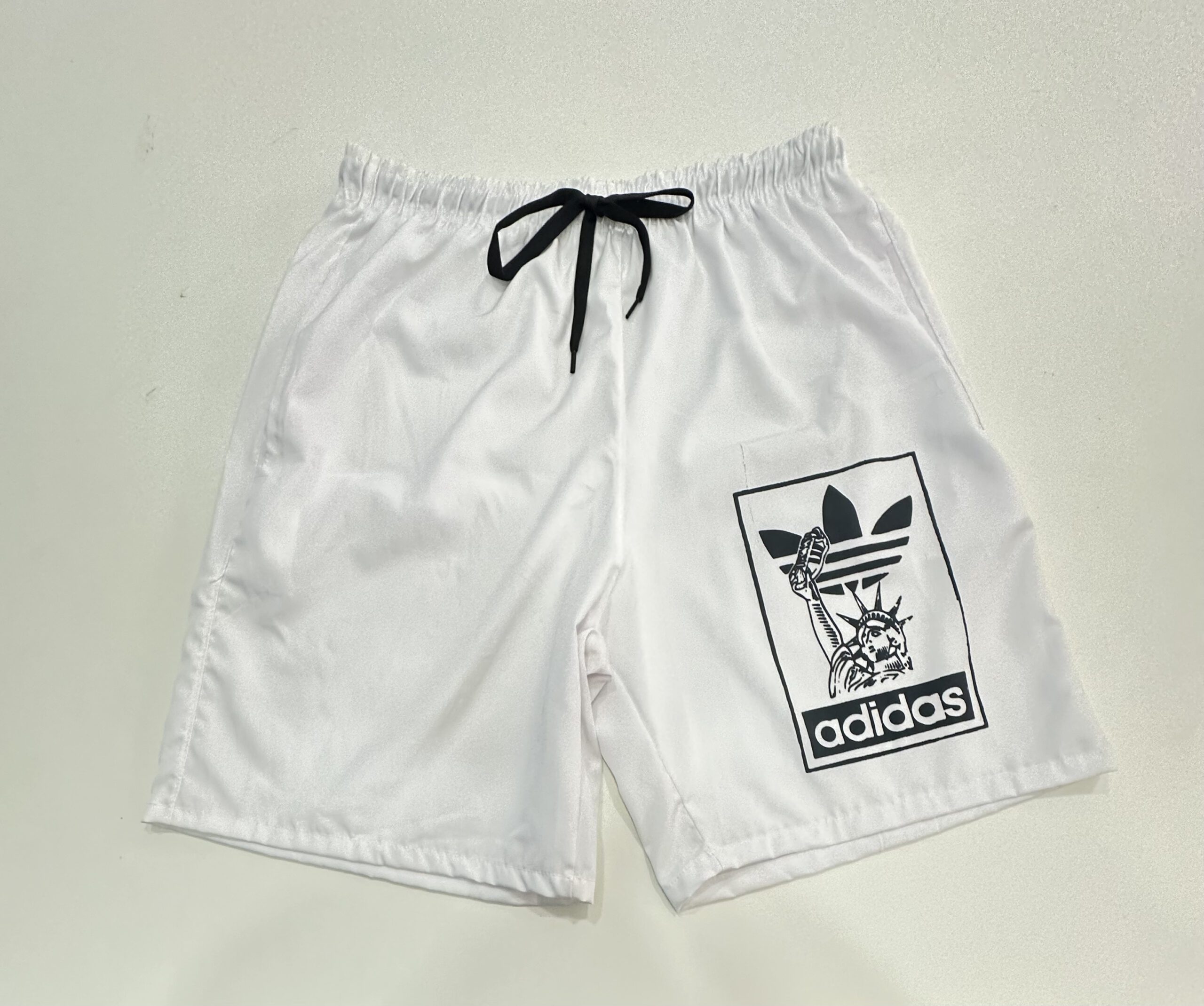 Bermuda Elastano Elástico Adidas Branco Tamanho M