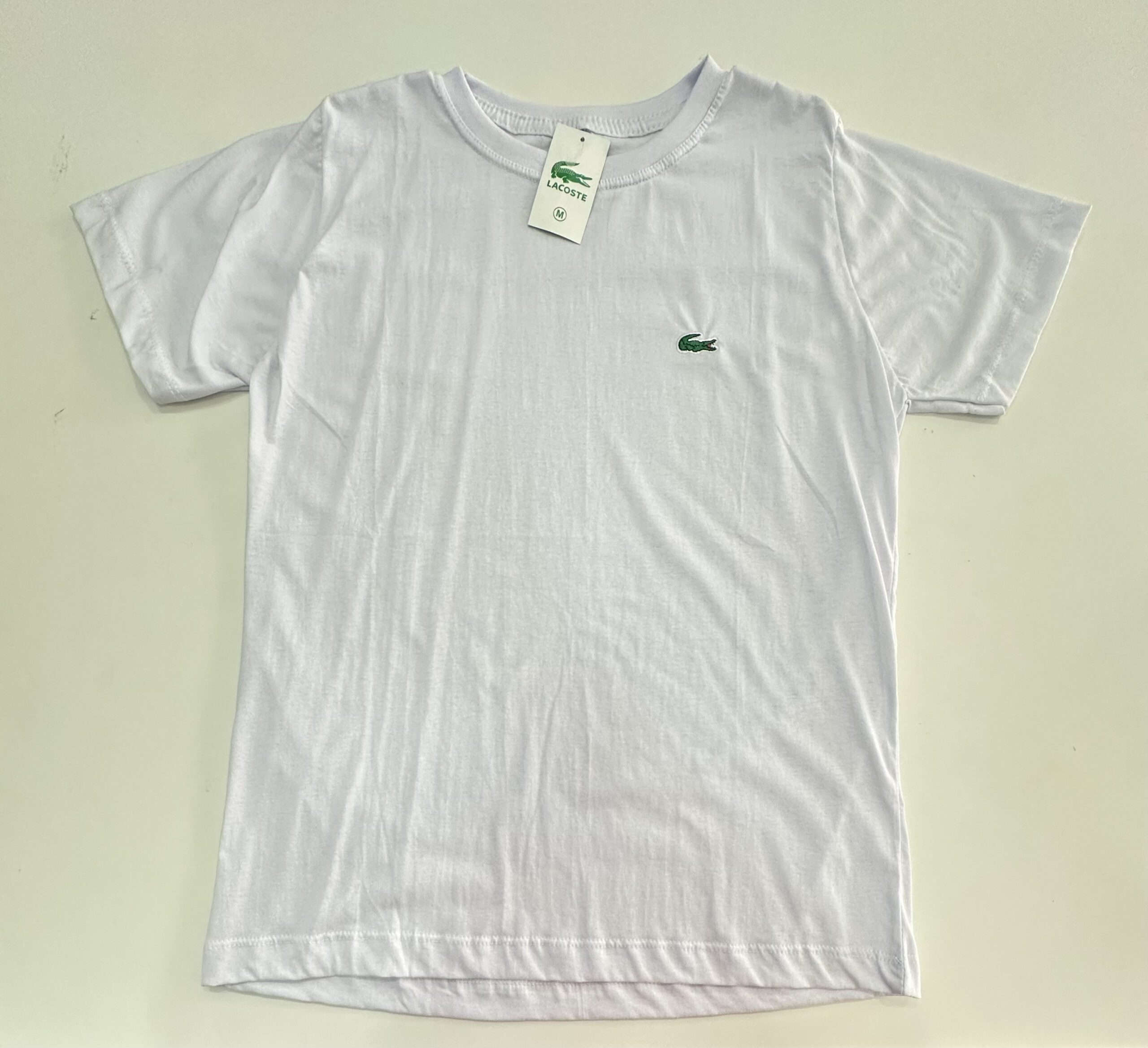 Camisa Surf Premium Fio 30.1 Lacoste Branco com Simbolo Verde Escuro tamanho M