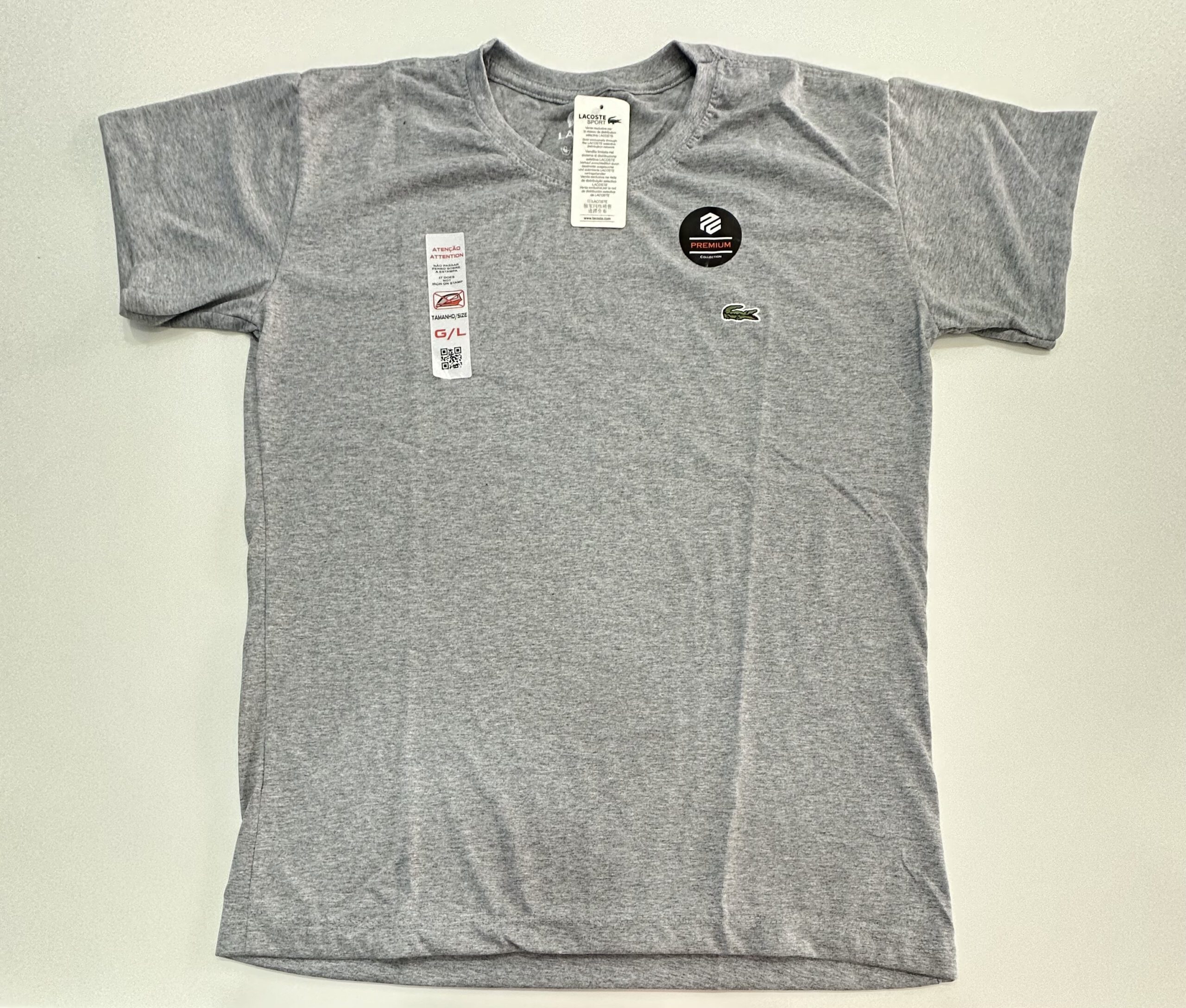 Camisa Surf Premium Fio 30.1 Lacoste Cinza com Símbolo Escuro tamanho G