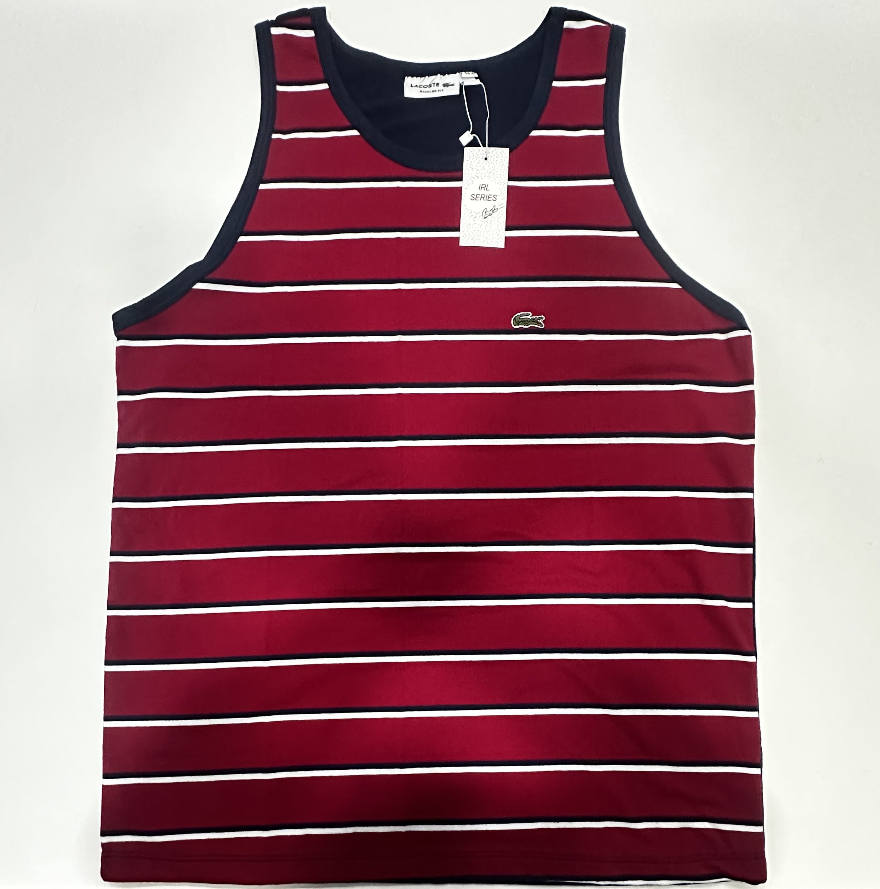 Regata Malha Peruana Vermelho Listrado Lacoste Tamanho GG